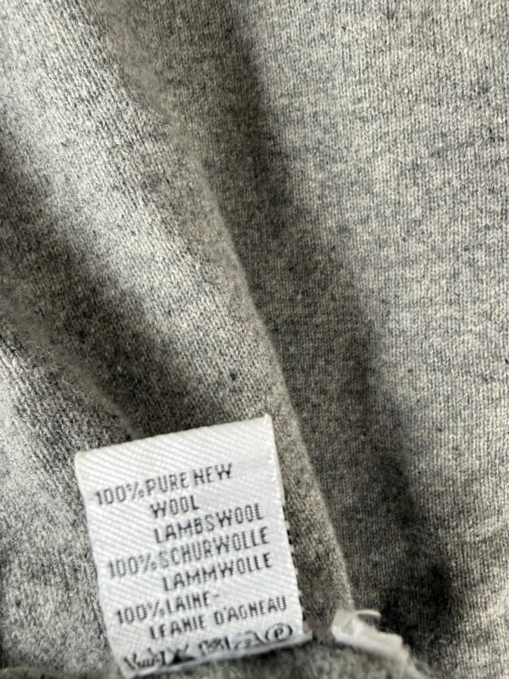 Fisherman Out Of Ireland Sweater Men XXL Gray Flecked Lambswool Knit Elbow Patch